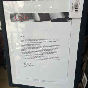 Al Unser signed letter to a fan
